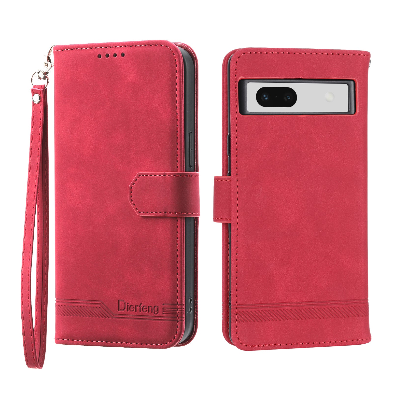DIERFENG DF-03 PU Leather Wallet Case for Google Pixel 7a Lines Imprinted Cell Phone Stand Cover DIERFENG DF-03 PU Leather Wallet Case for Google Pixel 7a Lines Imprinted Cell Phone Stand Cover